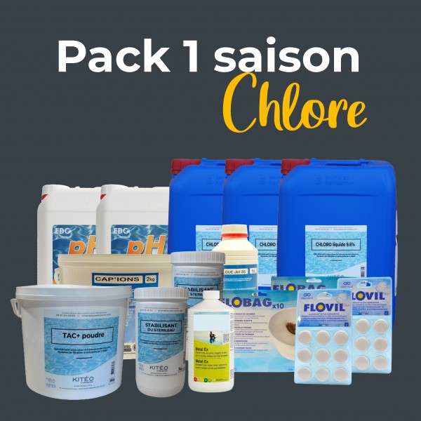 Pack 1 SAISON - Désinfection chlore liquide (40m³)